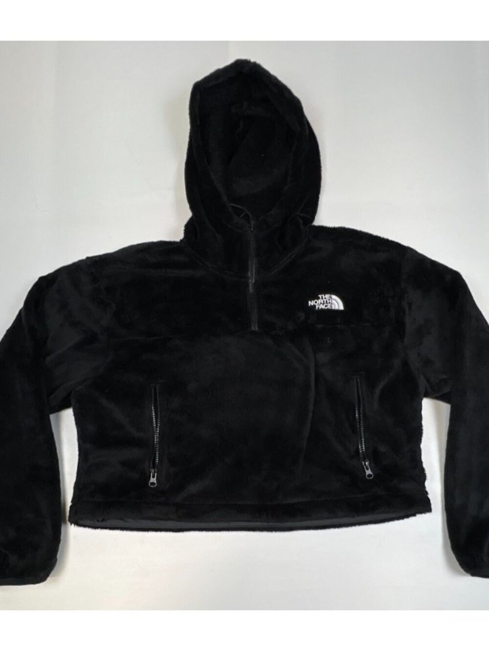 The North Face Women Large Black Osito Full Zip Fleece Hoodie Jacket Soft Shaggy
